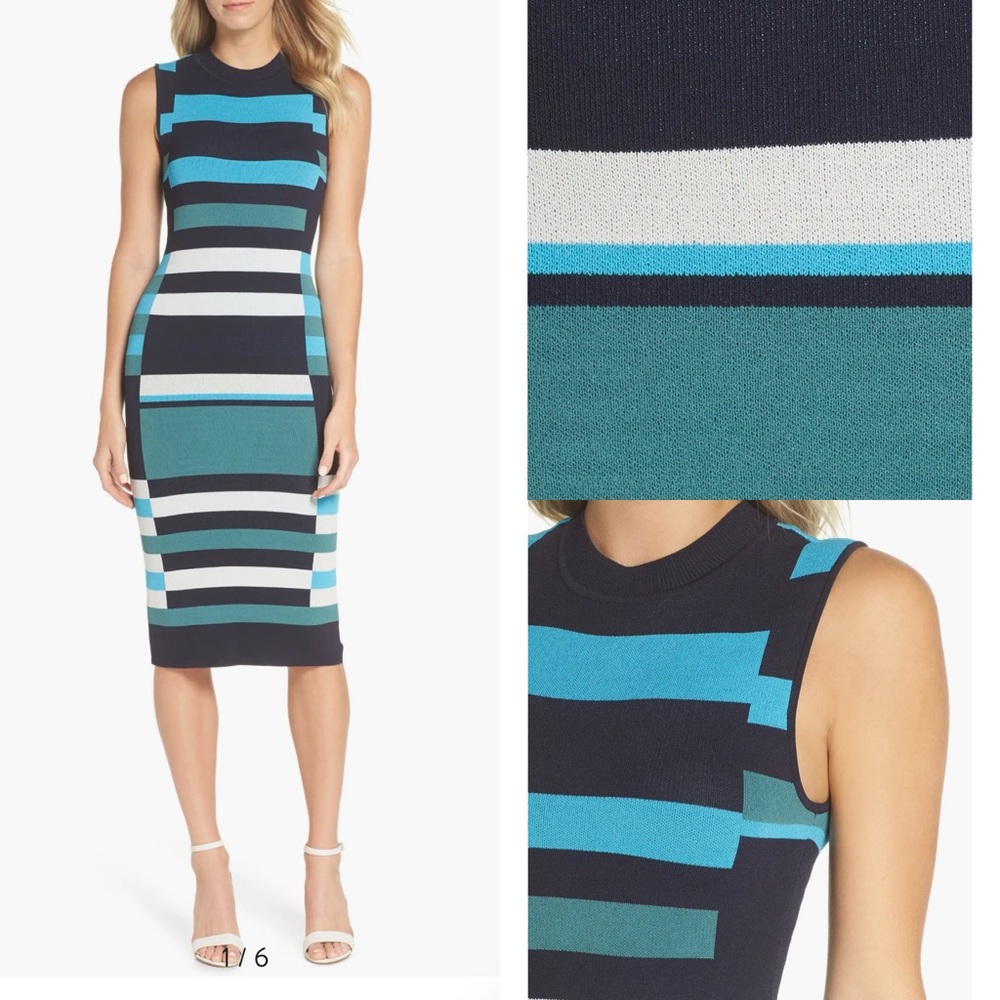 Vince Camuto Color Block Stripe Sweater Dress
